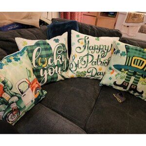 St Patricks Day Pillow Covers 18x18, Happy St Patrick's Day Throw Pillow Cover